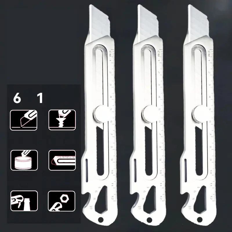 Dao rọc giấy đa năng cán bằng thép không rỉ bền bỉ với thời gian-Sản phẩm dùng trong văn phòng hoặc DIY. 5