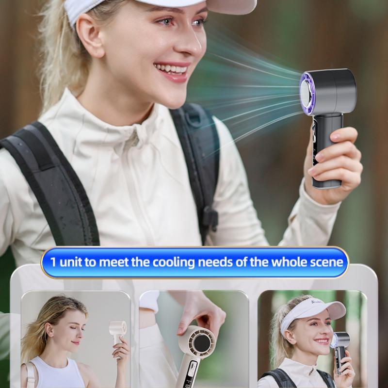 Portable Handheld Fan, USB Rechargeable Fan with 4000mAh Battery, Mini Fan for Travel, Cooling Fan for Makeup and Outdoor Use, Suitable for Women and Men 4