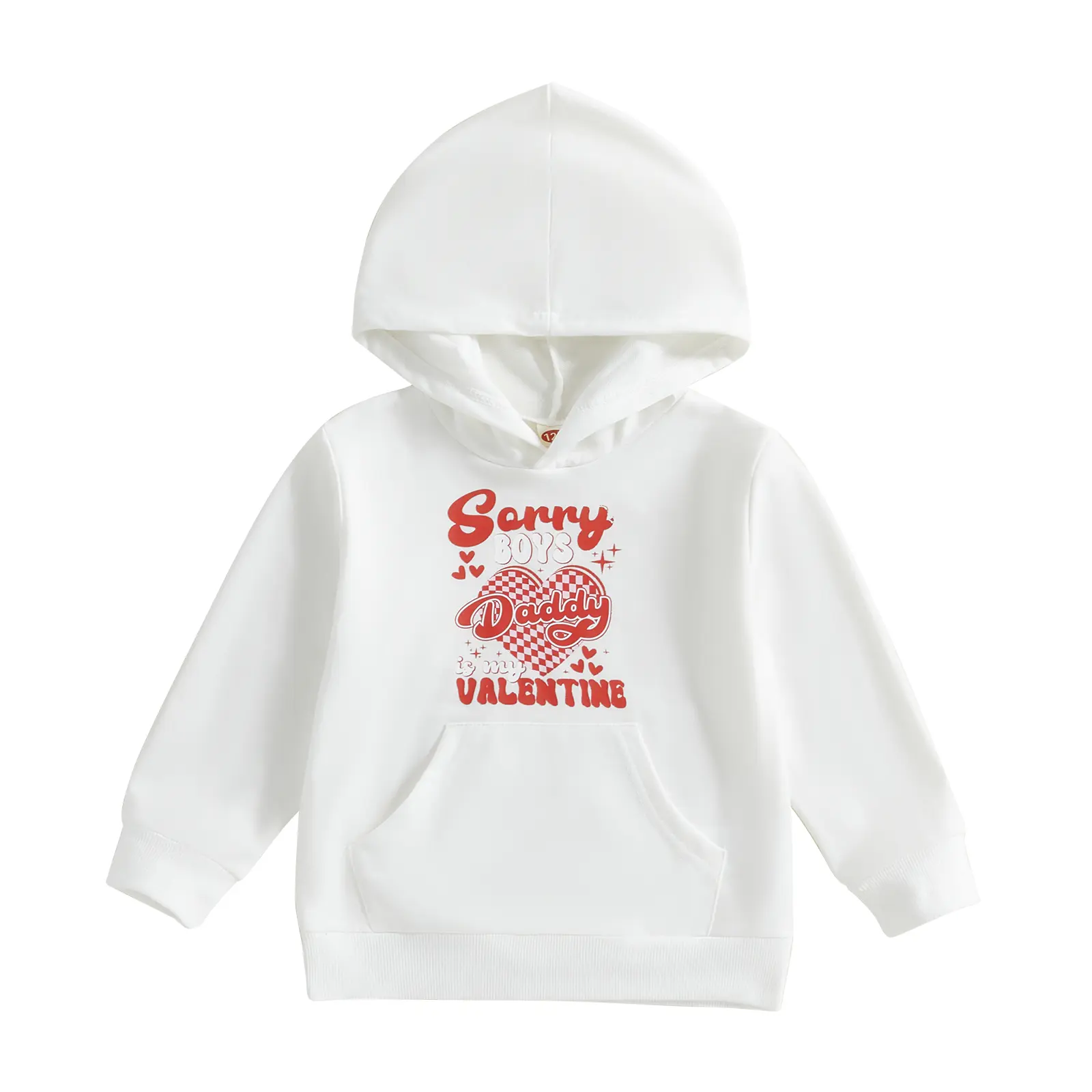Kids Girls Long Sleeve Hooded Letters Heart Print Sweatshirt Pullover Clothes Valentines Day Top