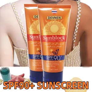 SPF 90+ Sunscreen 100g tabir surya Badan dan Wajah Krim Whitening Sunblock Badan collagen sunscreen moisturizing high UV protection Cream Matahari Pelindung dari Sinar mengurangi bintik hitam serta pembentukan melanin Tahan Air Refreshing Tidak Lengket