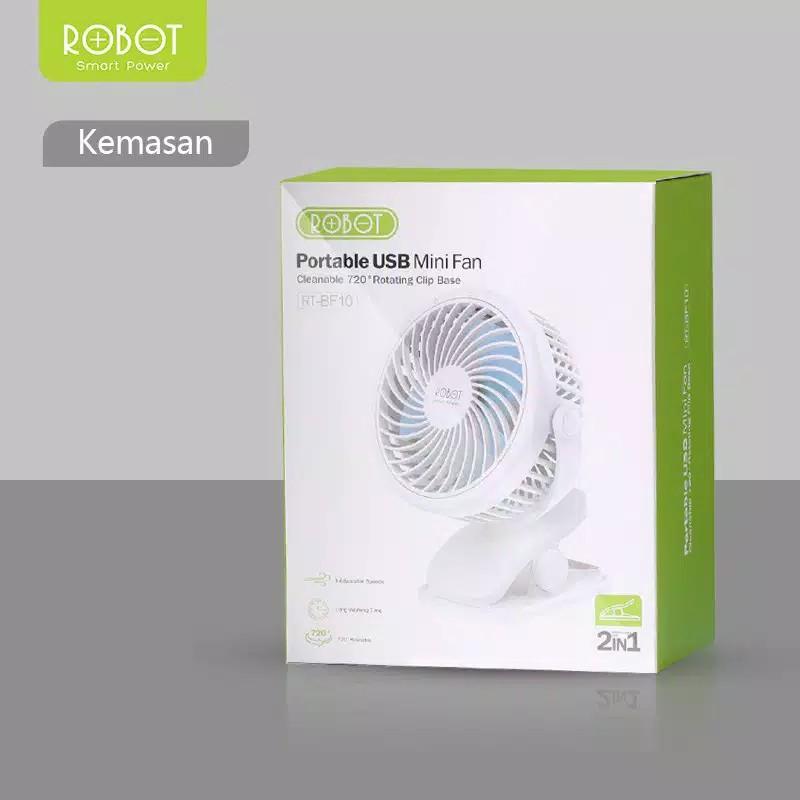 ROBOT KIPAS ANGIN MINI Robot RT-BF10 Kipas Angin Portable USB Mini Fan SUARA NGGAK BISING!! Putih 1