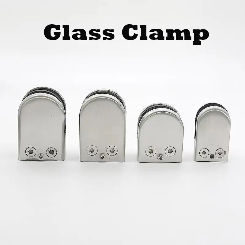 304 Stainless Steel Glass Clip Clamp Bracket Holde (glass Hold 6mm-10mm)  For Round Tube/Square  (Flat -Curve)