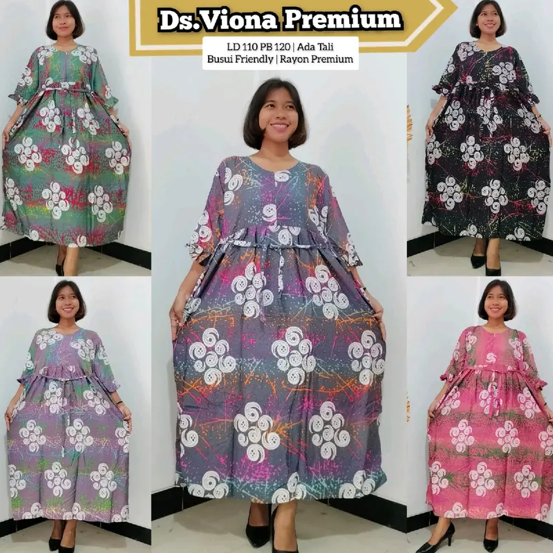 daster viona lengan 3/4 bahan rotari busui friendly Zipper depan 1
