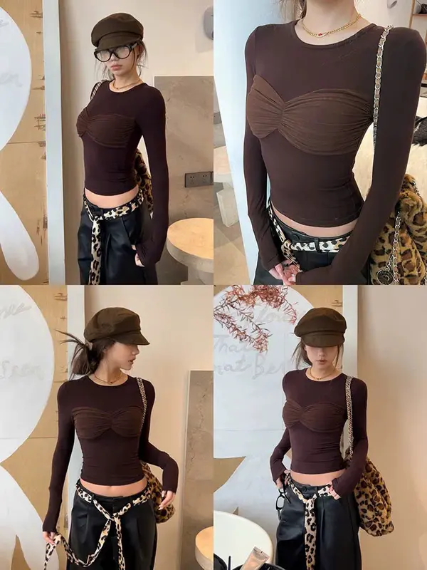 Áo thun nữ dài tay ôm body xoắn eo 3D 2 size SM - TRIEUDUONG 08 5