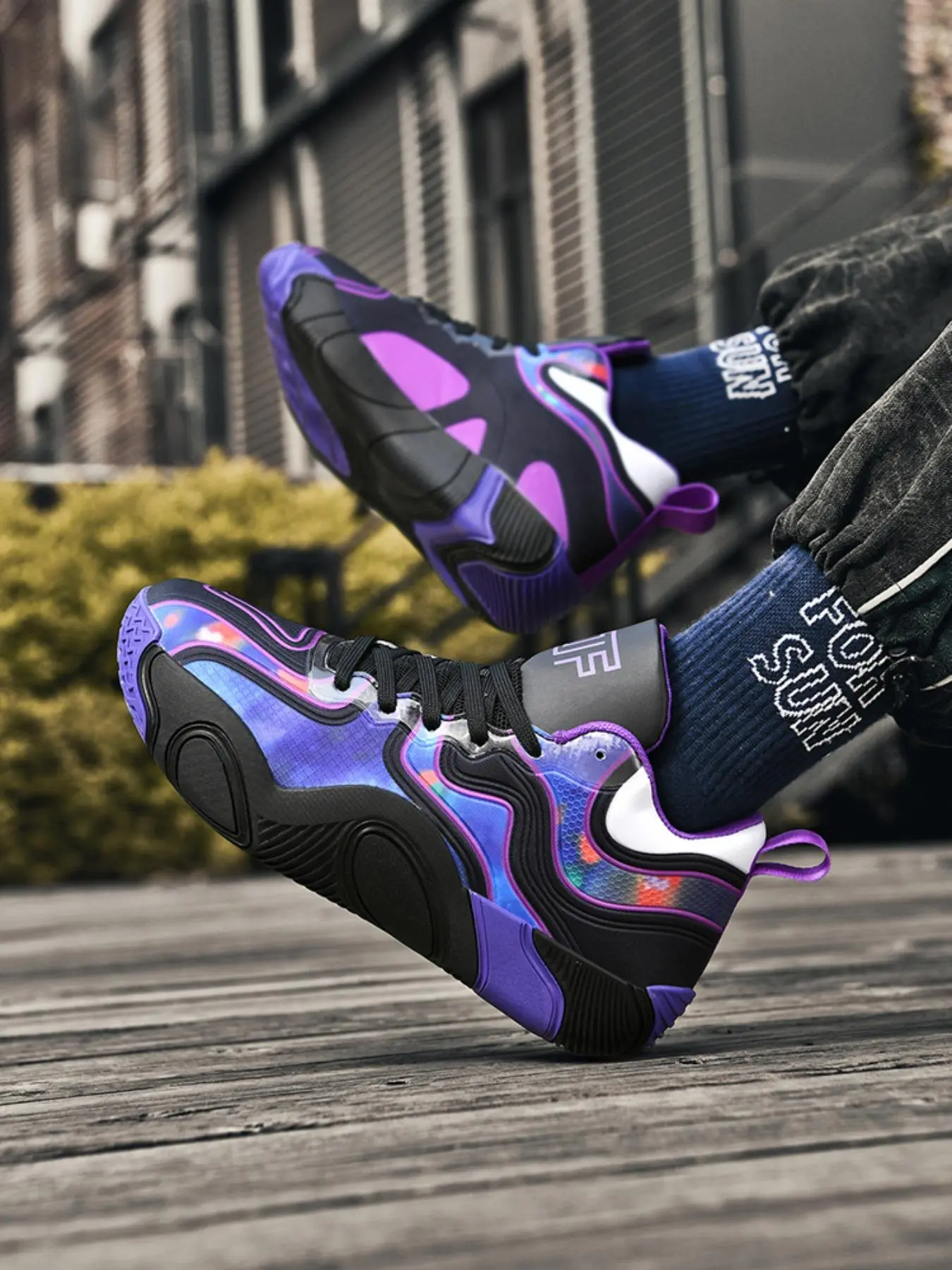 Men's Sporty Lace Up Breathable Basketball Shoes, Casual Comfortable Non-slip Shock-absorbing Sports Shoes, Basketball Shoes for All Seasons