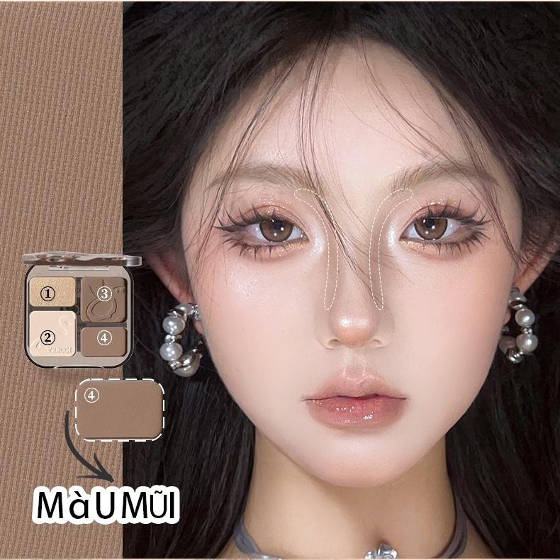 [Y232] Bảng Phấn Bắt Sáng Và Tạo Khối VEECCI - Tích hợp má hồng - Chống Nước, Lâu Trôi 5
