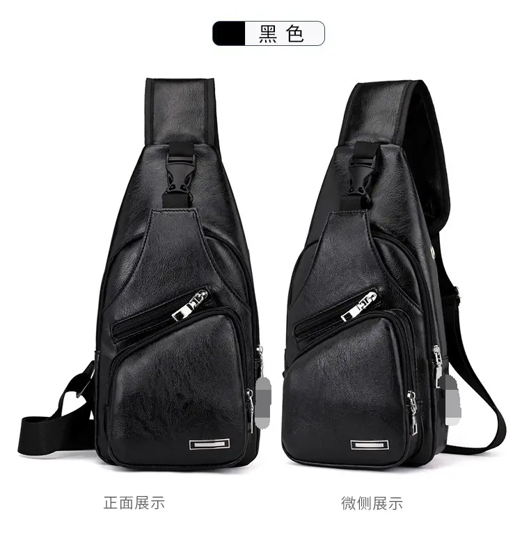 Túi đeo chéo unisex nam có cổng usb nối cáp sạc tiện lợida PU chống nước 3 ngăn thời trang hàn quốc  T3 T235 8