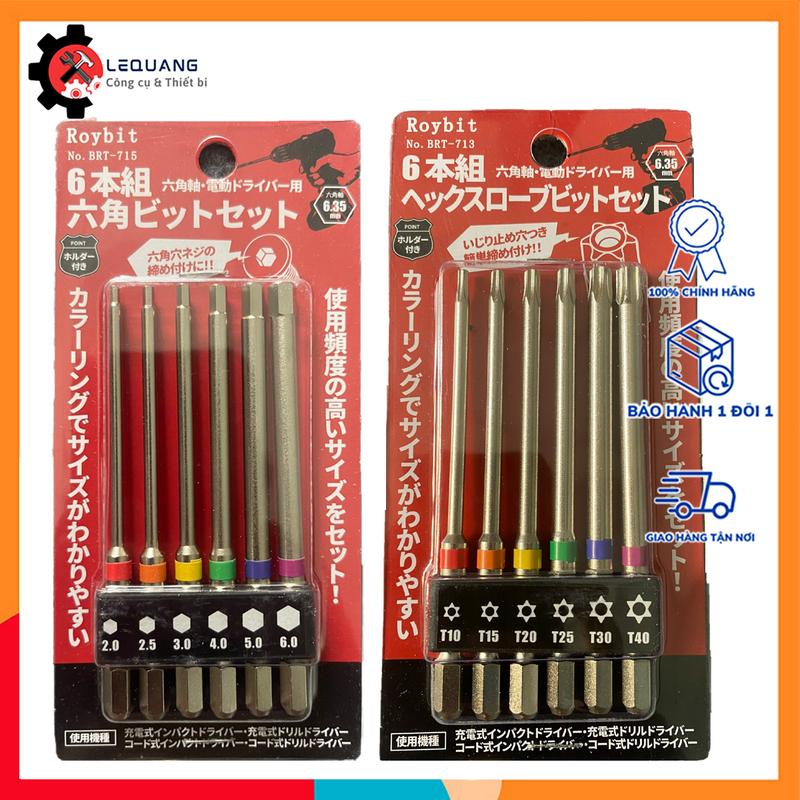 hoa thị Đầu Lục giác, Lục Bông,  từ tính dài 100mm cho khoan pin và khoan điện - Bộ lục nam châm Chuôi lục giác 6.35mm để vặn ,bu lông đầu lục giác chìm lắp vào khoan pin,khoan điện,máy chuyên dụng