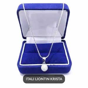 Kalung Titanium Silver Kalung Perak Itali Liontin Tetes Anti Luntur Anti Karat