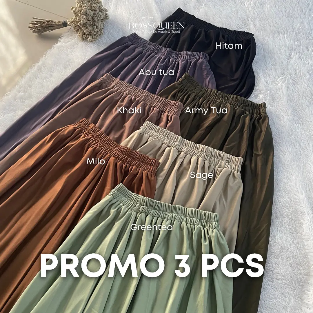 PROMO 3 PCS ROK POLOS/  ROK POLOS PREMIUM Karet Panjang Casual  Dewasa Wanita Serut Maxi Motif