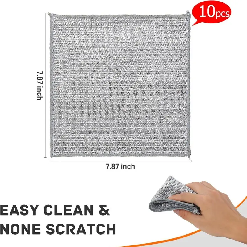 Reusable Dishcloth, 10pcs Multipurpose & Washable Dishcloth, Non-scratch Dishcloth for Kitchen, Sink & Pan, Household Cleaning Supplies 1