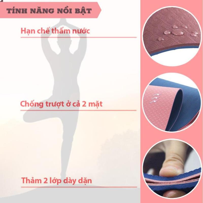 Thảm Tập Yoga Chống Trượt Dày 6mm, Thảm Tập Thể Dục, Thảm Thập Yoga Tại Nhà, Thảm Tập Gym Cao Cấp chất liệu TPE-Màu Ngẫu Nhiên 3