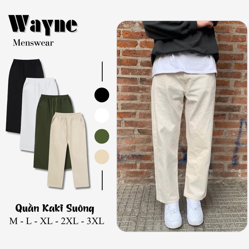 ( COMBO 2 QUẦN KAKI ) ỐNG SUÔNG From Baggy Nam Nữ Cạp Chun, Vải Kaki mềm mịn Kiểu Hàn Quốc Local Brand - Wayne Menswear Pants