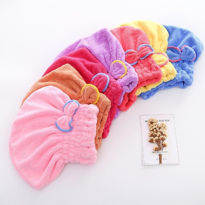 Bowknot Microfiber Shower Caps Lovely Absorbent Bathing Textile Bath Quickly Dry Hair Towel Bath Shower Hats 4
