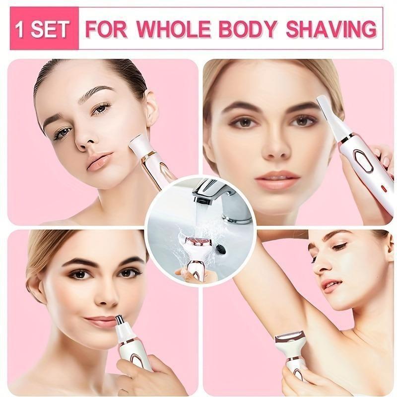 4 in 1 Electric Women's Razor, 1 Box Rechargeable Portable Cordless Body Hair Removal Machine, Personal Care Appliances for Women, Christmas Gift 6