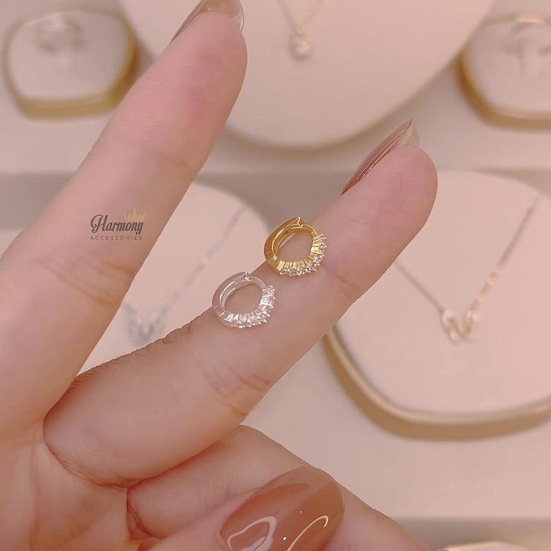 Khuyên tròn bạc nguyên chất đính đá đeo vành tai Venus | TRANG SỨC BẠC HARMONY K75