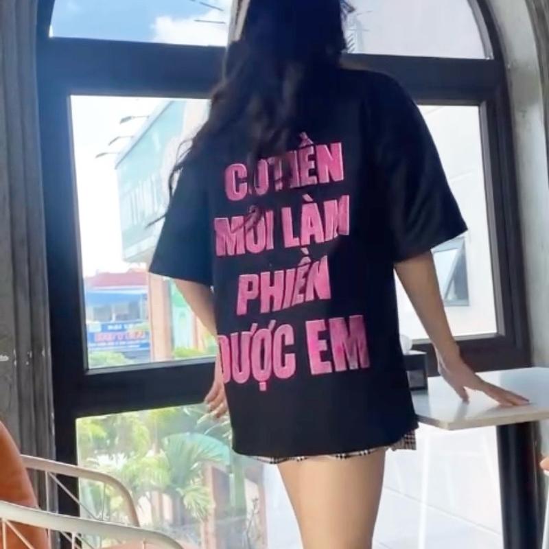￼Áo Phông Chữ In Nhũ Có Tiên Mới Làm Phiền Được Em Chất Cotton Dày Dặn Form Unixec Cho Cả Nam Và Nữ - Áo Thun Hè 5