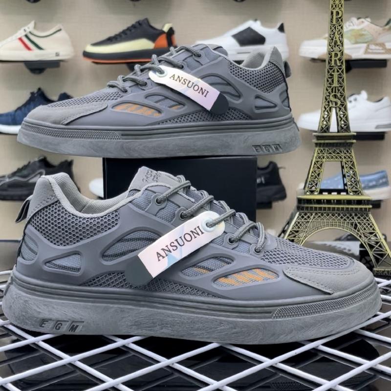 Giày nam - Giày sneaker nam silicon phối da màu xám Ax38 Shoes Đế Bằng