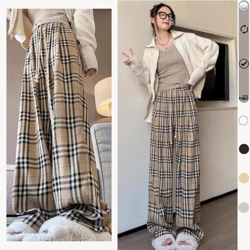 Product Introduction of Quần Suông Kẻ Caro Nữ Lưng Cao Quần Ống Rộng BBR Cạp Chun Chất Thô Mềm Mịn Cao Cấp Loại 1 JUDIE.Closet Pants Women 16