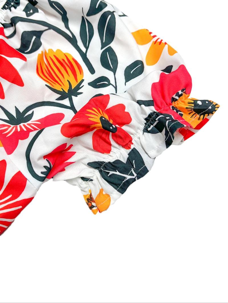 Product Introduction of Women's  Floral Print Belted  Dress, Boho Fashion Casual Flounce Sleeve Dress for Daily Holiday Vacation Wear, Ladies Dress for Summer 7