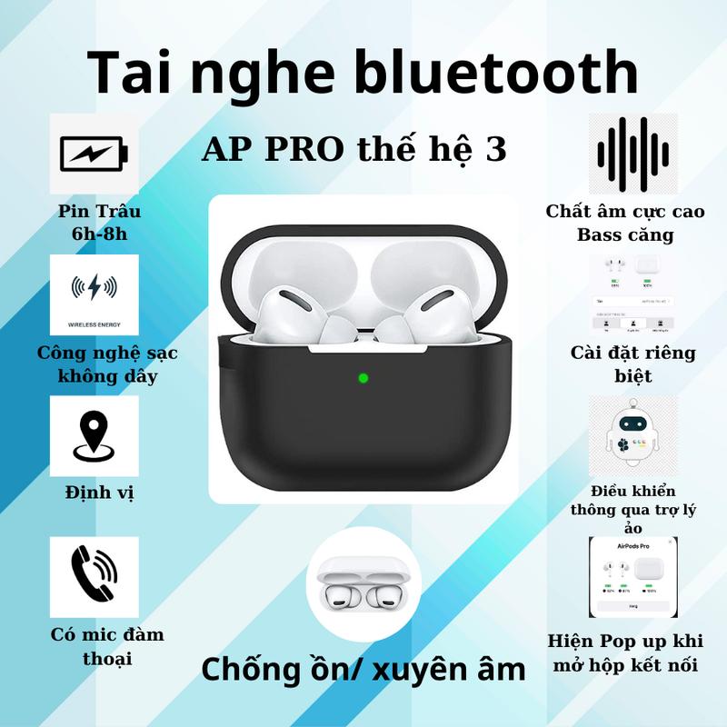 Tai nghe Bluetooth thế hệ thứ 3. Tặng kèm ốp. Chất âm cực hay, Bass căng Pin trâu 6h, Tăng giảm âm lượng, Định vị. Đổi tên. Có pop up. Bảo Hành đổi MỚI trong 6 tháng,  Nhạc Earphone.Nhét  tainghe bluetooth.    airpod Pro.  Kem Nghe Nhạc tai  nghe