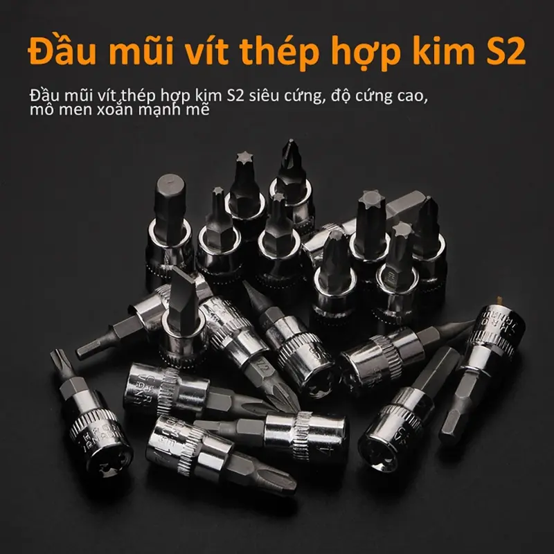 Bộ dụng cụ mở bu lông ốc vít,sửa chữa ô tô xe máy,bộ dụng cụ đa năng 46 chi tiết cầm tay cao cấp 7