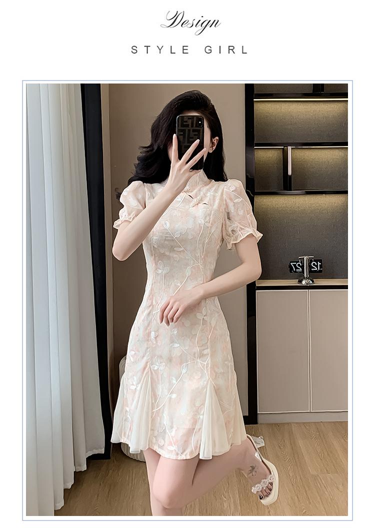 Product Introduction of Improved Cheongsam Floral Dress for Women Summer 2025 New Elegant Fairy Dress for Daily Wear 17