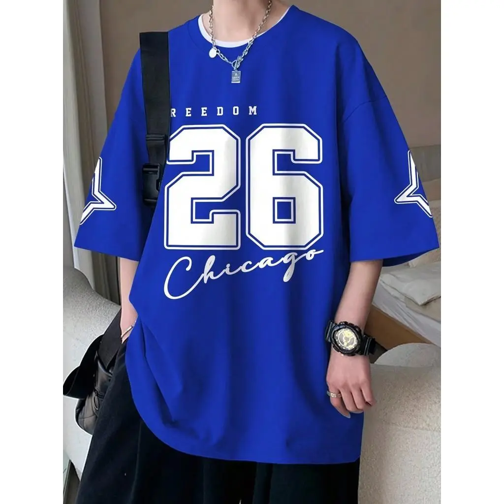 Men'S Short Sleeve T-Shirt New Digital Design Summer Wear Casual Street Wear Comfortable Loose Multi-Purpose Modern Top Clothes Fabric