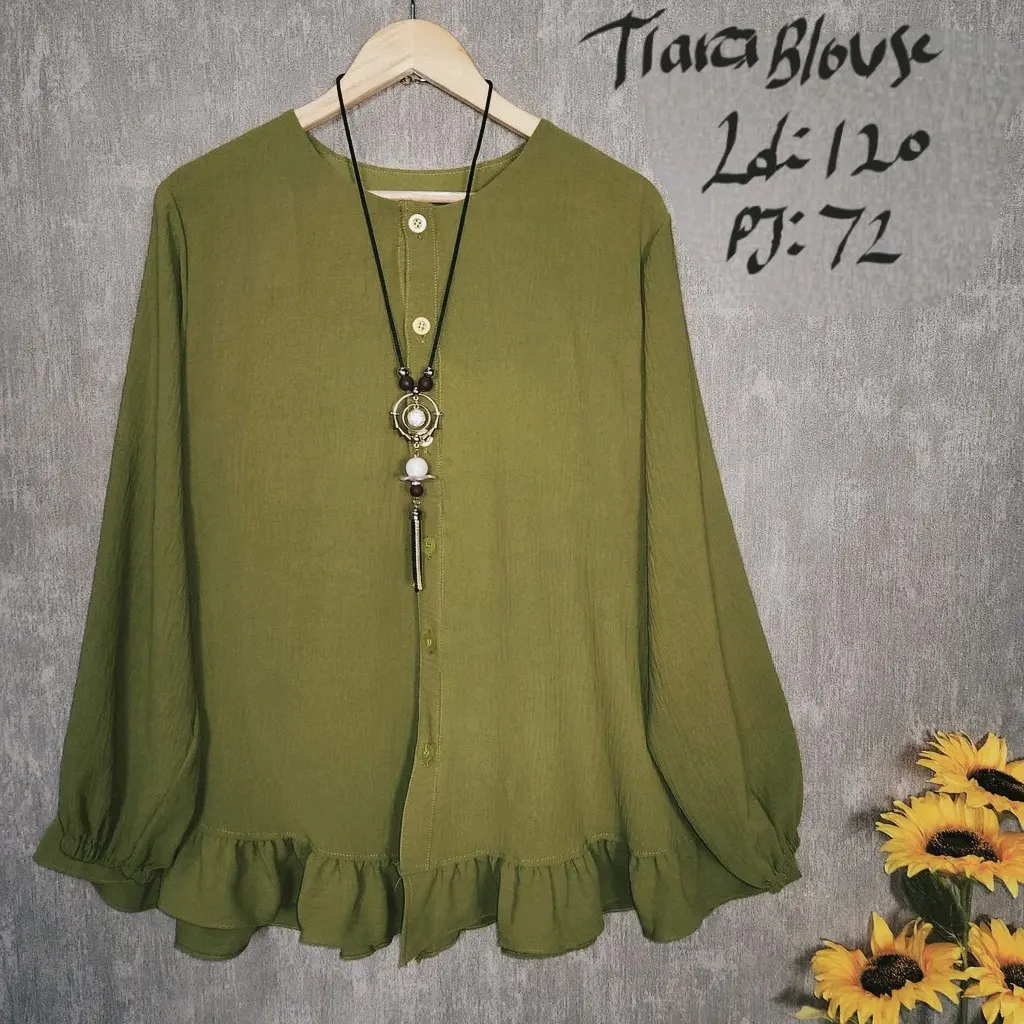 Tiara Blouse Atasan Jumbo Wanita Kemeja Blus Ld120 Bigsize Hijab Muslimah Fashion Baju Wanita Tebal Rempel Remaja Dewasa Cod