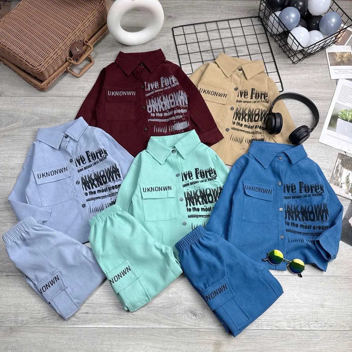 Bộ sơ mi bé trai Live Fo (M8) ,chất thô mềm mịn sịn phù hợp thời tiết xuân thu đông,size nhí nhỡ đại,Qc cao cấp