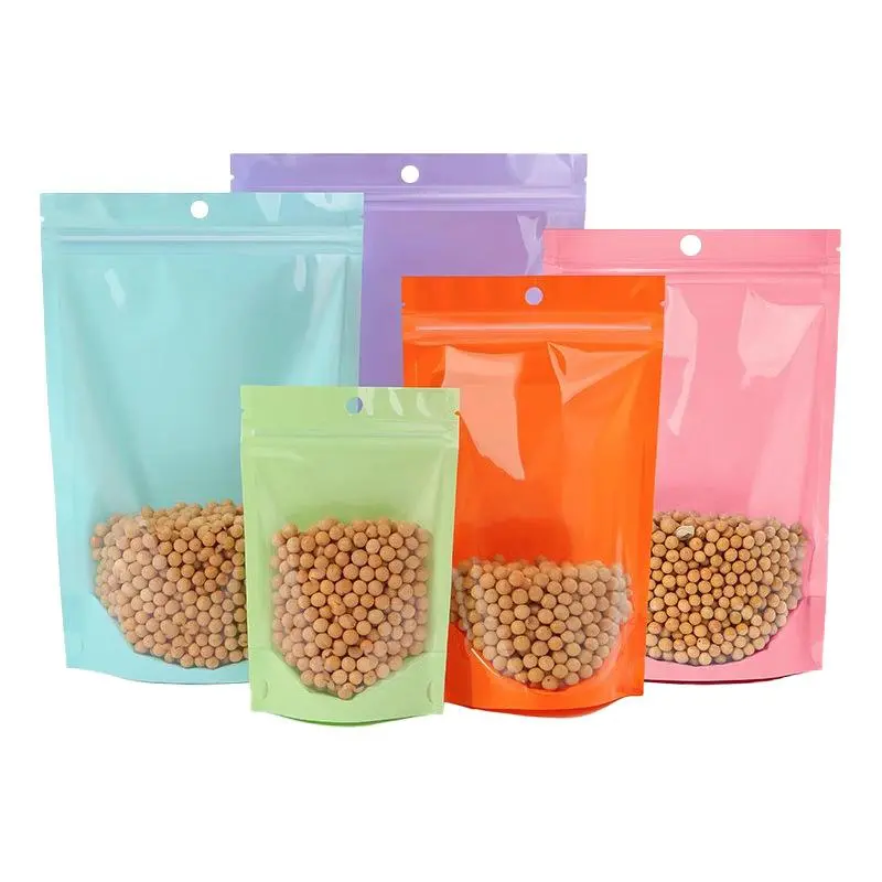 Stand Up Food Storage Pouch, 100pcs Resealable Snack Coffee Beans Candies Packaging Bag, Food Storage Bag, Kitchen Storage & Organization Supplies