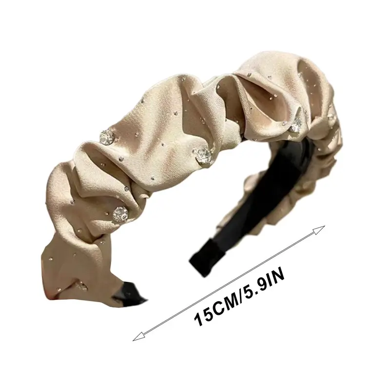 Bờm Tóc Xếp Ly, Thiết Kế Đơn Giản, Màu Đen, Băng Đô Cho Nữ, Băng Đô Rộng, Phụ Kiện Cài Tóc, Phụ Kiện Tóc Pin Voi 8