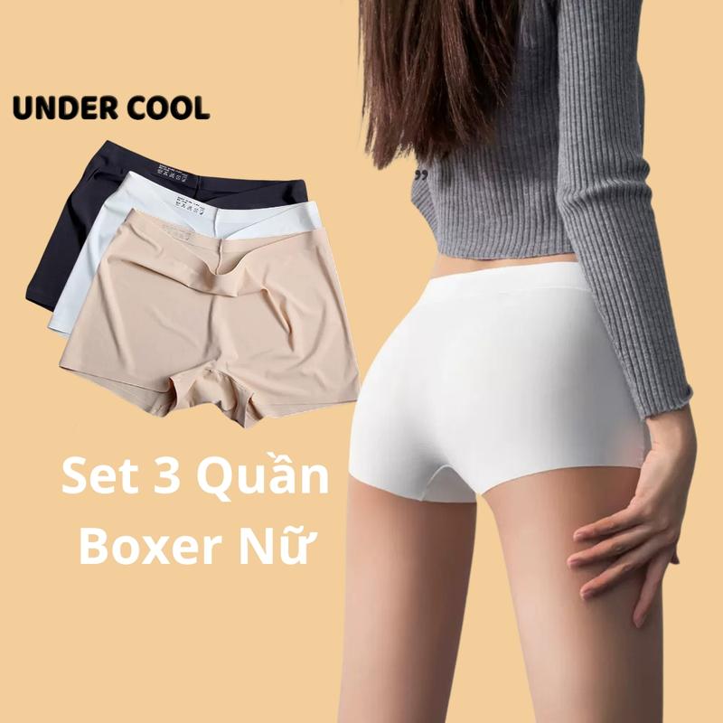 COMBO 3 Quần Lót Đùi Nữ Su Lạnh UNDERCOOL Không Viền Kháng Khuẩn Cạp Vừa Băng Lụa Không Đường May Không Hằn - CB-QLD14