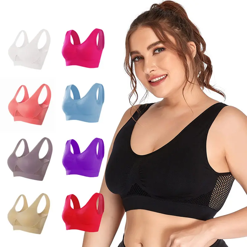 M-6XL 1pc Women Hollow Out Fitness Yoga Sports Bra For Running Gym Padded push up Seamless Top Athletic Vest brassiere