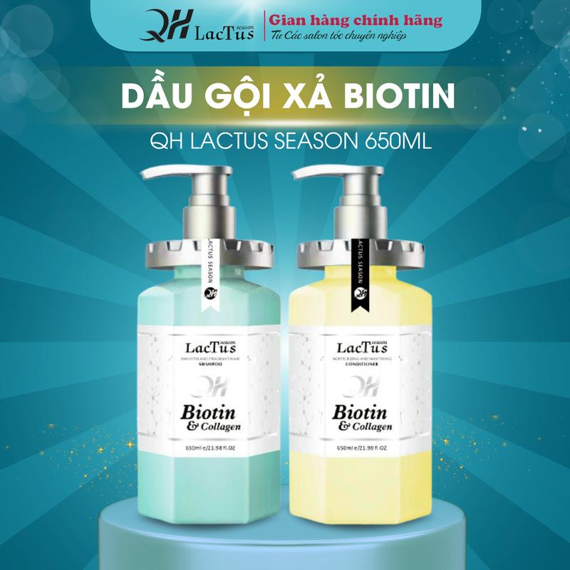 Combo dầu gội xả biotin collagen QH Lactus Season 650ML