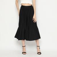 Gambar MINEOLA Serenity Black Pleated Midi Skirt Katun Santai Polos A-Line Hitam Fit Karet dari MINEOLA FASHION OFFICIAL SHOP Kota Administrasi Jakarta Selatan 1 Tokopedia