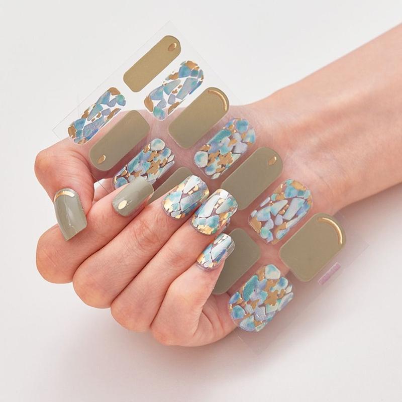 Product Introduction of Pelekat Kuku Gel Jalur Kalis Air, 1 Helaian / 14PCS, Rekaan Bling dan Ringkas, Pembalut Kuku Penuh, Jalur Pengilat Kuku Gel Berkilauan, Sesuai untuk Membuat Seni Kuku DIY 10