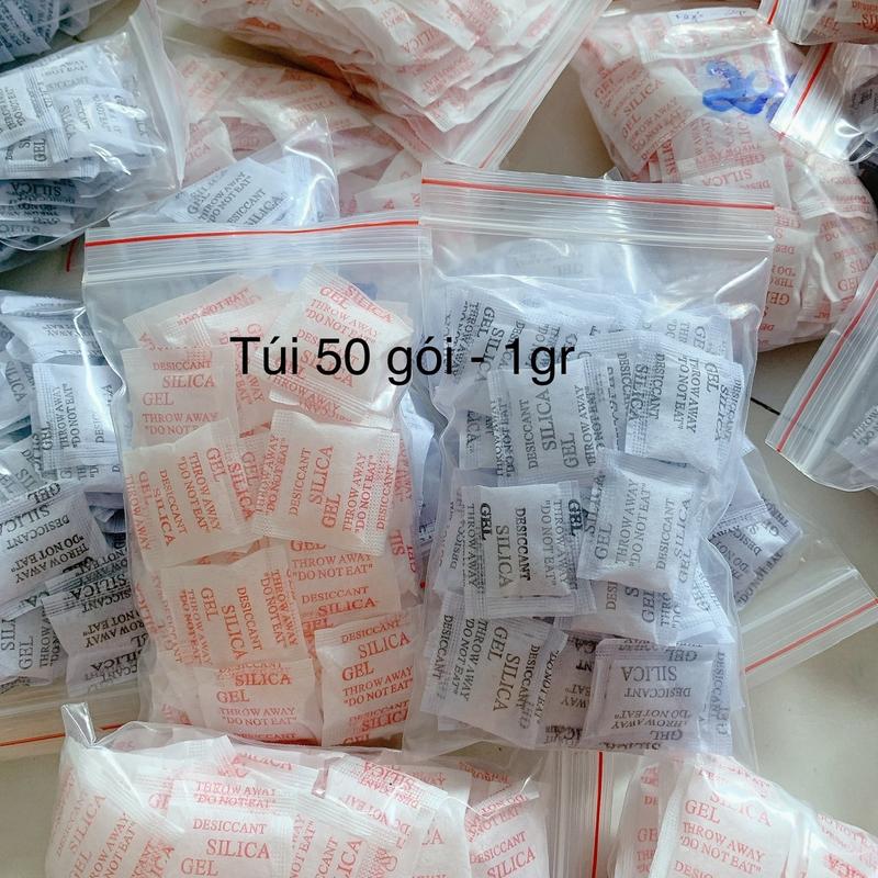  Túi 50 gói Hút ẩm 1gr chuyên dùng cho thực phẩm khô giày dép đồ dùng h út