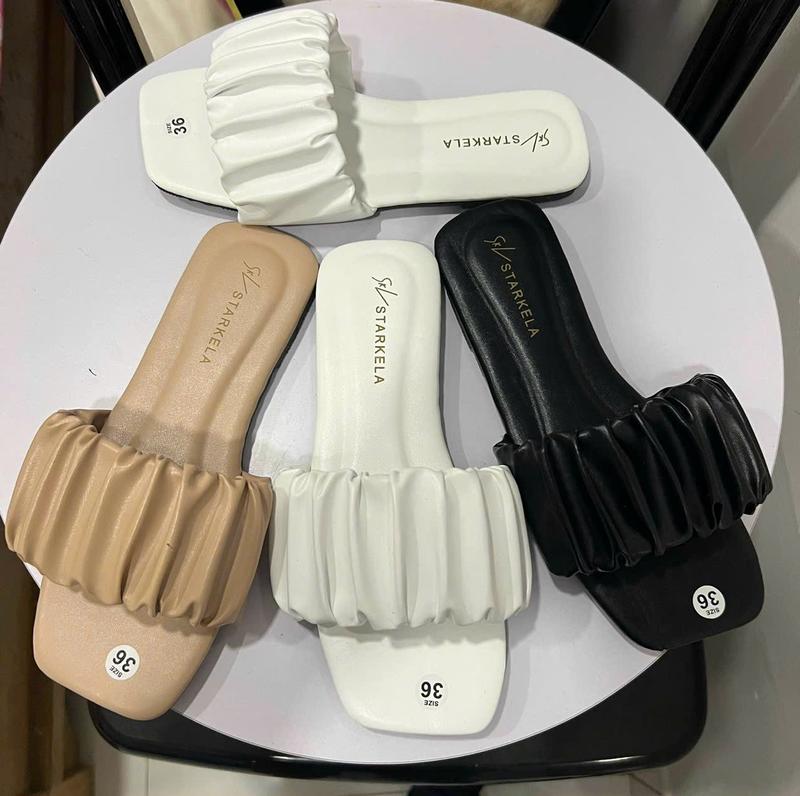  Dép nữ bệt thấp quai ngang nhún đẹpnuhottrend Size 35-39 - Da mềm 