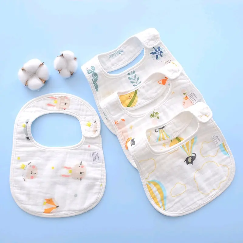 Bib Bayi Slabber bentuk U Waterproof Bahan Kapas 8 Lapis