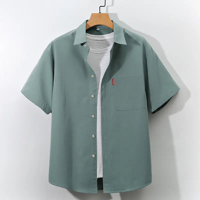 Men's Short-Sleeved Shirt Men's Clothing Youth Fashion Simple Summer plus Size Daily Leisure at Work Shirt Wholesale