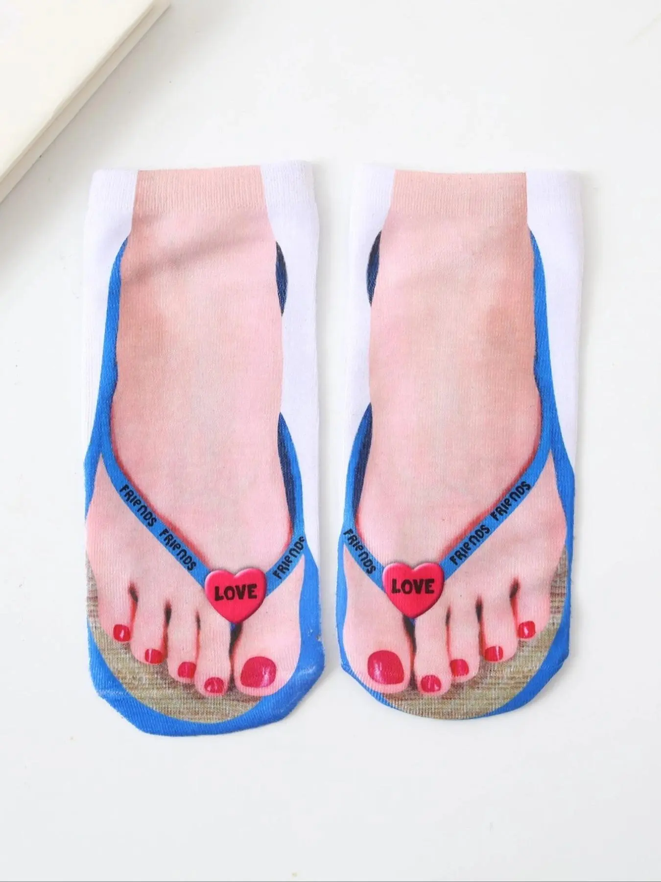 Women's 1 Pair Casual Feet Print Ankle Socks, 3D Funny Socks for Daily Indoor Wear, Women's Socks for All Seasons