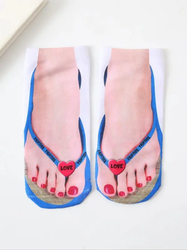 Women's 1 Pair Casual Feet Print Ankle Socks, 3D Funny Socks for Daily Indoor Wear, Women's Socks for All Seasons 0