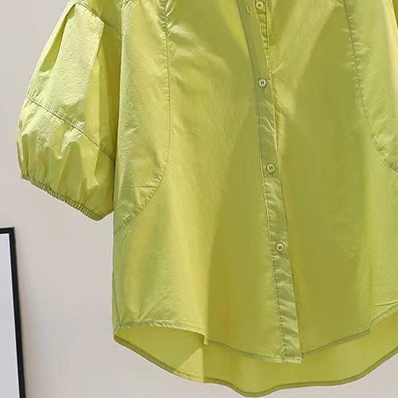 Product Introduction of Áo Sơ Mi Cho Nữ, Phong Cách Công Sở Thường Ngày Thiết Kế Trơn Tay Phồng, Thanh Lịch, Áo Thường Ngày Dáng Rộng Thời Trang Gấp Bất Đối Xứng Hàng Mới Về Mùa Hè, Phong Cách Thanh Lịch, 2024 9