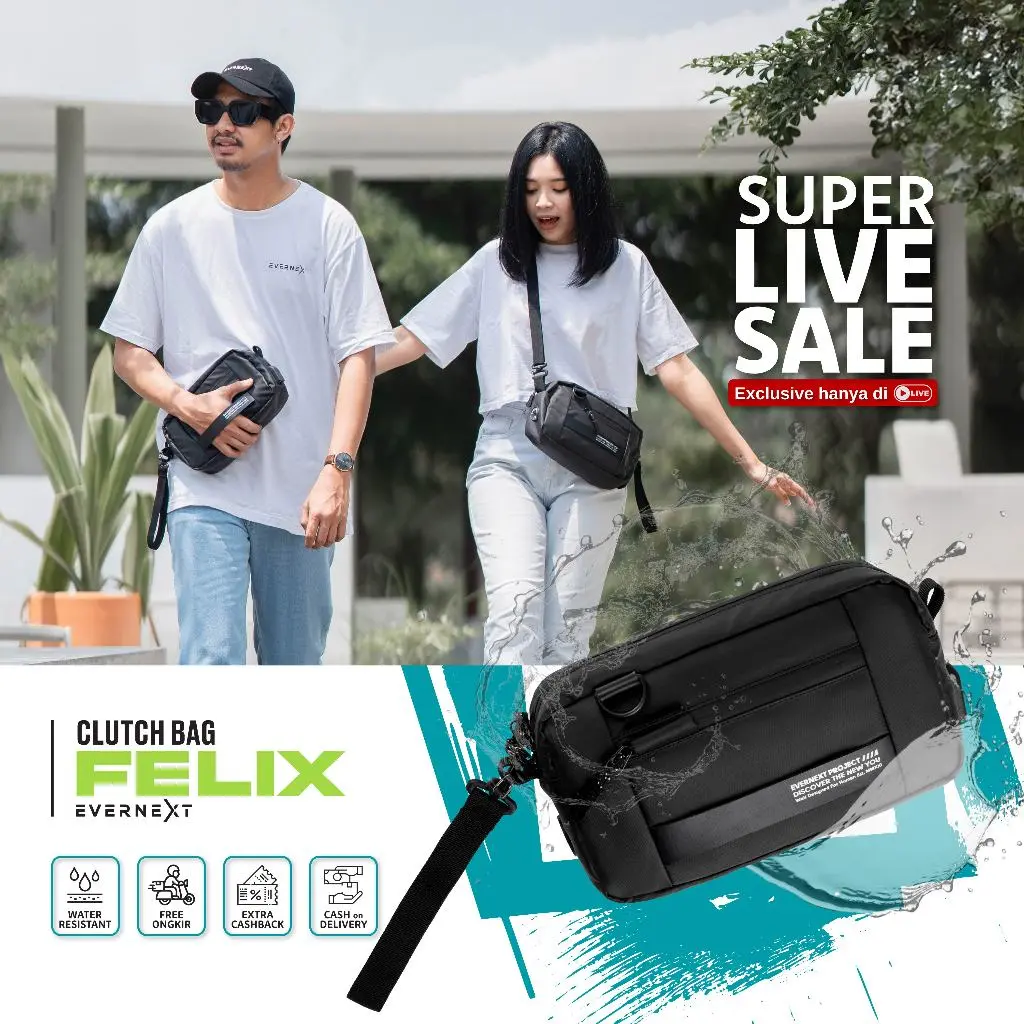 Evernext - Clutch Bag Pria Anti Air Pouch Bag Waterproof Pria Sling Bag Felix Pria Tas Selempang Distro Pria