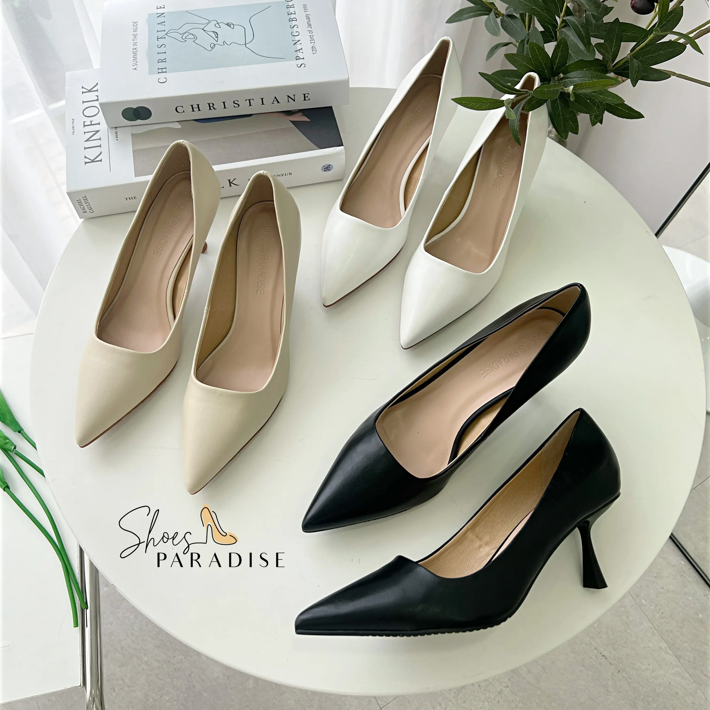 Giày cao gót nữ 7p bít mũi nhọn gót nhọn da công sở shoes paradise BBXK20