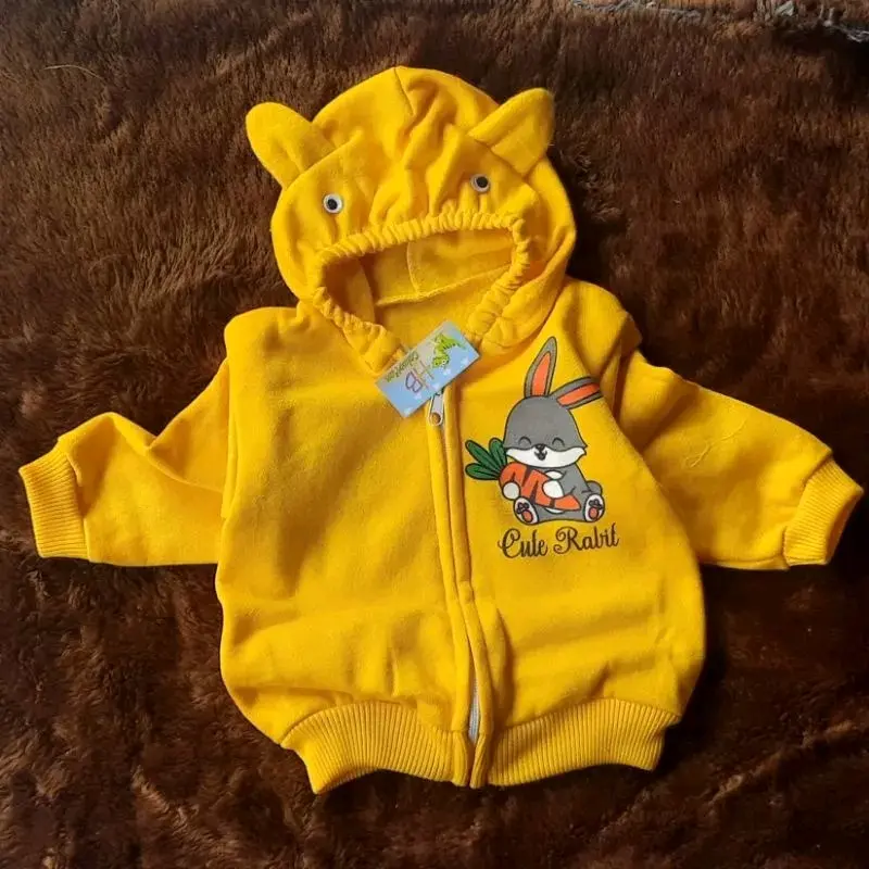 jaket kuping hoodie flece cute rabbit 3-12Bulan Bayi