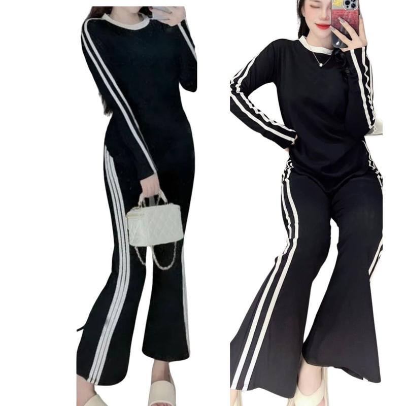 Set Đồ Nữ Mùa Đông Đẹp Sang Chảnh Bigsize Thun Gân Lạnh Co Giãn Đồ Bộ Nữ Mặc Nhà Tay Dài Quần Dài Ủ Kem Đẹp Dễ Thương