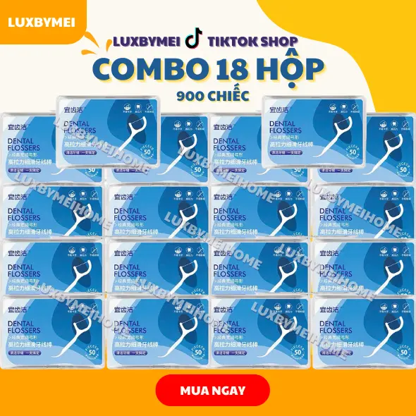 LUXBYMEI [Combo 18 Hộp] 18 Hộp 900 Chiếc Tăm Chỉ Nha Khoa Tiệt Trùng, Tăm Nha Khoa Vệ Sinh Kẽ Răng Chuyên Dụng tăm chinhakhoa