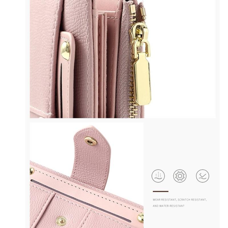 Product Introduction of Fashion Zipper Short Wallet PU Leather Solid Color Card Holder Rivet Coin Purse Women 10